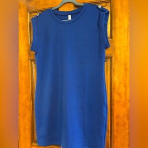 Dear Scarlett royal blue scuba wrinkle free dress. Cuff with button details